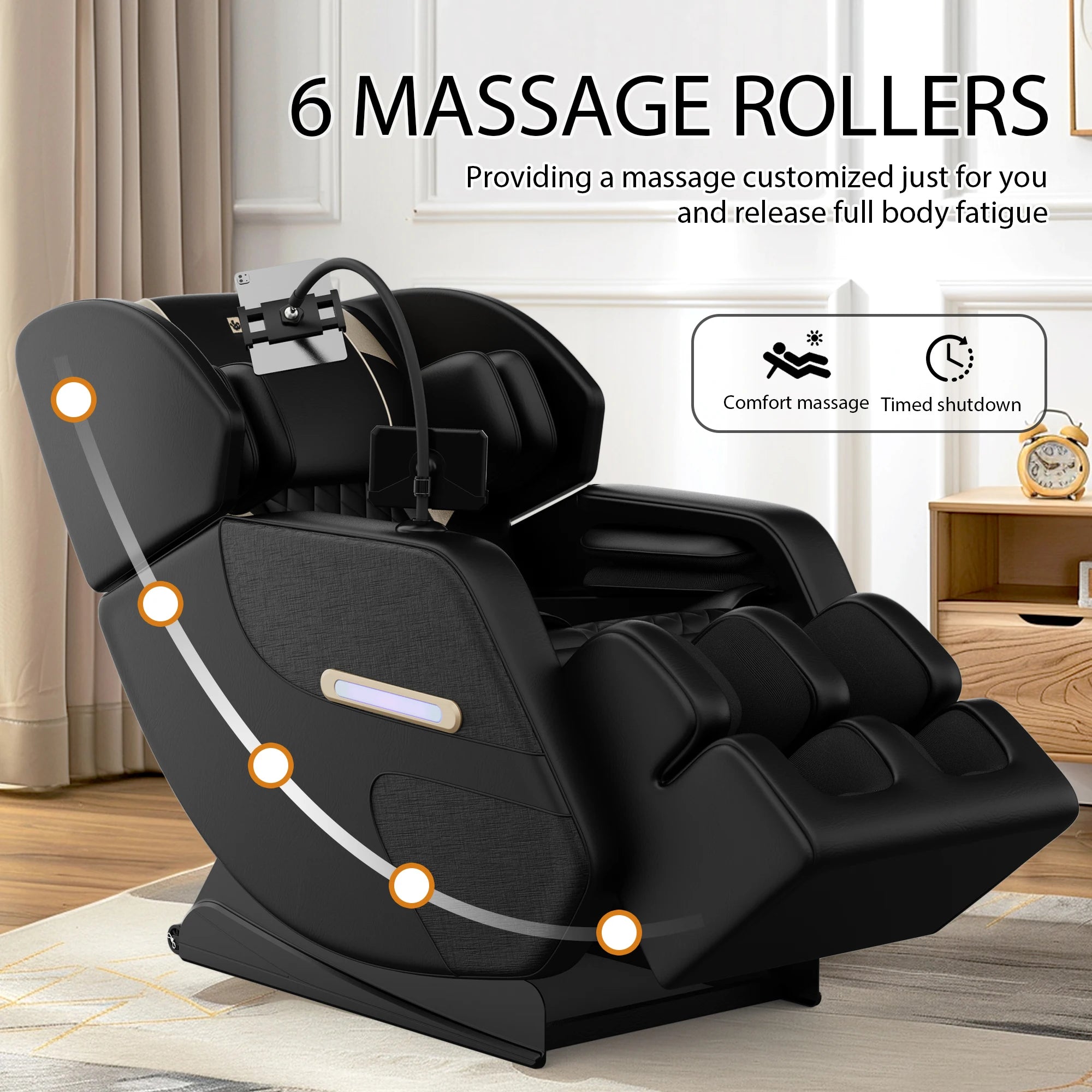 BILITOK Zero Gravity Reclining, heating, full-body air compression, 6 rollers& touchscreen