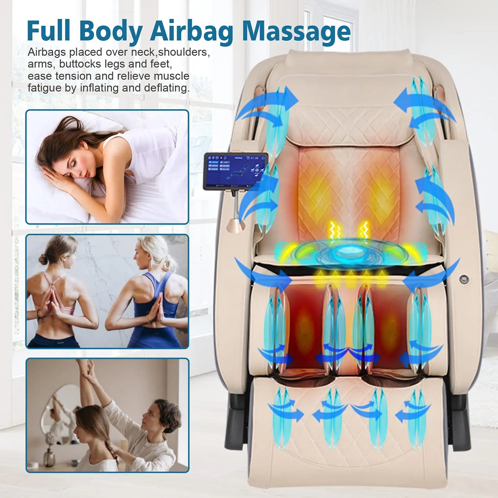 SL-Track Full Body Shiatsu Recliner with Yoga Stretching Foot Massage Roller