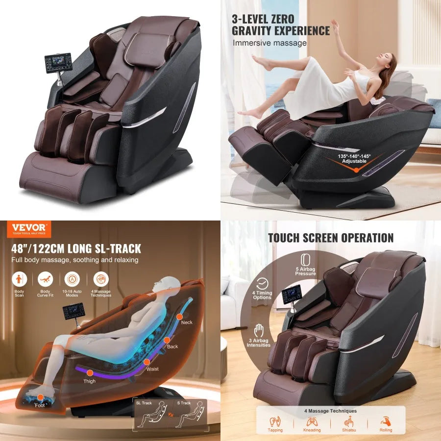 VEVOR Massage Chair with Flexible SLTrack Full Body Zero Gravity Recliner 1018 Auto Modes 3D Shiatsu Heating  Speaker Airbag Fo